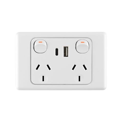 Slimline Double Power Point & USB +Type C